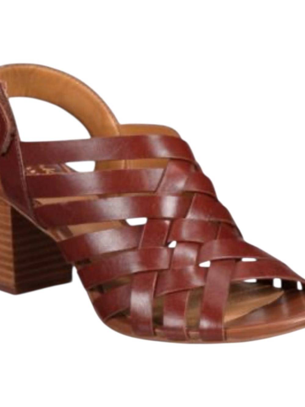Clarks Artisan Ralene Woven Leather Block Heel Sandal Brown size 9.5 - Picture 2 of 11